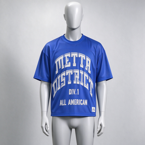 เสื้อเจอร์ซีย์ฟุตบอลคอกลมตาข่ายใหญ่ ระบายอากาศได้ดี ทรงหลวม สกรีนโลโก้ตามสั่ง ผ้าโพลีเอสเตอร์ สตรีทแวร์ ป้ายทอ เสื้อยืดเจอร์ซีย์ผู้ชาย - Product Image 4