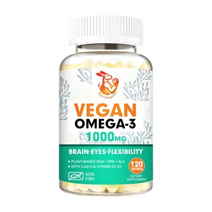 Complément Alimentaire Végétalien Oméga-3 et Coenzyme Q10 en Gélules Molles pour la Santé Cognitive et Oculaire des Adultes, Prix de Gros, 120 Gélules - Product Image 1