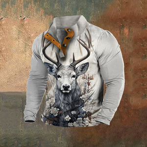 Felpa da <span class=keywords><strong>uomo</strong></span> con stampa fotografica 3D personalizzata alla moda stile americano Bear carar Pullover con colletto rialzato felpa - Product Image 3