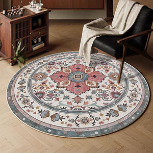 Tapis Rond Rétro à Motif Médaillon, Tapis de Sol Vintage Chic pour Salon et Chambre, Antidérapant, Nettoyage Facile, Lavable à l'Eau - Product Image 5
