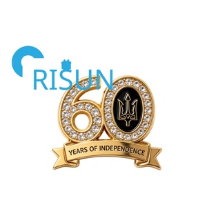 Broche commémorative en émail <span class=keywords><strong>du</strong></span> 60e anniversaire de la Barbade, personnalisée, avec drapeau des pays des Caraïbes et jubilé de <span class=keywords><strong>diamant</strong></span>, vente en gros - Product Image 5