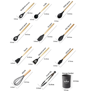 Conjunto de 12 Utensílios de Cozinha em Silicone com Cabo de Madeira - Product Image 3