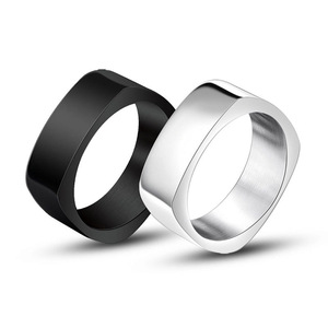 Men's Geometric Square Ring Silver Black SA958 Fashion Jewelry Gift Accessory - Product Image 5