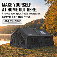 Tente gonflable Coody Familia 17.2 Air - Noire, pour le camping en plein air, résistante au vent, vente en gros, tente gonflable familiale pour le camping