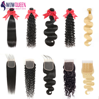 Contoh Gratis Bundel Vendor Rambut Manusia Virgin Candi India dengan Penutup 13X4 4X4 5X5 6X6 7X7 HD Rambut Manusia Lurus Tulang Renda