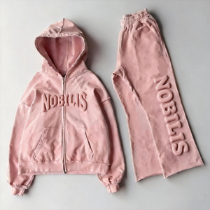 Tuta Personalizzata <span class=keywords><strong>con</strong></span> Stampa 3D in Rilievo, Felpa <span class=keywords><strong>con</strong></span> <span class=keywords><strong>Cappuccio</strong></span> e Pantaloni a Gamba Larga in Cotone Pesante Effetto Lavaggio Acido, Set Due Pezzi Streetwear - Product Image 3