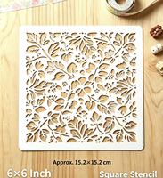 Pochoir réutilisable en PET 6x6 pouces, motif floral ajouré, modèle DIY pour journal, scrapbooking, carte postale vintage, décoration artisanale