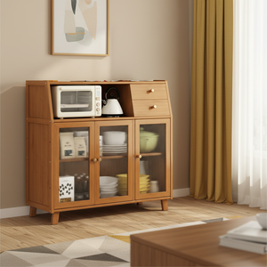 Buffet nordique moderne avec poignées métalliques, rangement multifonctionnel mural intégré, meuble à thé pour salon - Product Image 1