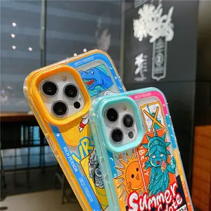 Luxus Super süße Retro Cartoon weiche Silikon Handy hülle für iPhone 11 12 Pro Max 13 14 XR Sommer Atmosphäre Rückseite