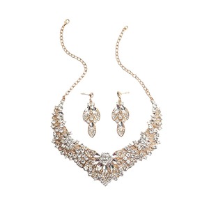 Conjunto de Collar y Pendientes de Cristal con Diseño Exagerado para Novia, Cadena de Aleación, Estilo Europeo y Americano, para Mujer - Product Image 5