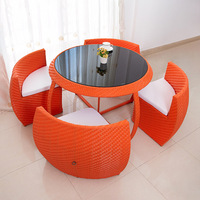 Ensemble de salle à manger pour petite terrasse, mobilier de patio, balcon extérieur, jardin, rotin moderne, table à manger de luxe et 4 chaises