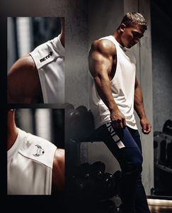 Débardeur d'entraînement athlétique ajusté - Blanc en polyester pour hommes, idéal pour les séances d'entraînement intenses et la musculation - Product Image 5