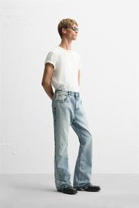 Ykmozi กางเกงยีนส์ขาบานสำหรับผู้ชายปรับแต่งได้ผ้าเดนิมที่มีน้ำหนักเบามีกระเป๋าด้านหลังสีฟ้าจางปักลายที่กำหนดเองสไตล์หลวม - Product Image 6