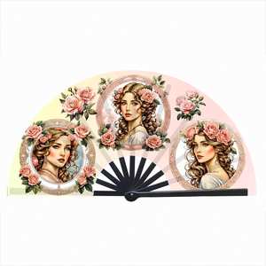 Éventail pliant en bambou de 33 cm, imprimé sur mesure, style art populaire et musique, portable, pour accessoires de festivals et raves - Product Image 3