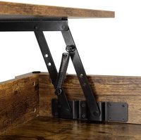 Meubles de salon multifonctionnels bruns motif noir Table basse centrale pliante à dessus relevable en bois avec dessus relevable