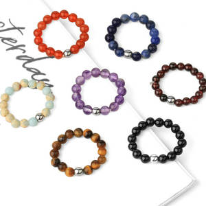 Delicado anillo de piedra Natural de 4mm para mujeres y hombres, anillo de dedo de piedras preciosas con cuentas elásticas hechas a mano, regalo de joyería - Product Image 4