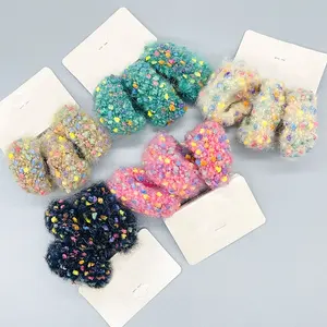 2023 NEW Sale Of 36pcs Per Bag With Card Dot Pattern Circles Hair Tie High Elastic Colorful Hair Rope For Girls