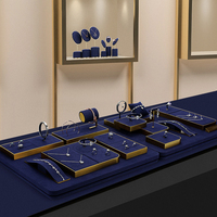 Sundo – Nouveaux ensembles de présentoirs populaires en velours bleu pour bijoux, supports de présentation pour bagues, colliers et bracelets, pour l'aménagement intérieur de bijouteries