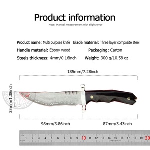 Cuchillo de Bolsillo Táctico de Supervivencia para Exteriores de Acero Inoxidable de Alta Calidad con Mango de Madera, Funda DIY, Hoja Fija para Caza, OEM - Product Image 2