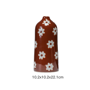 Vase décoratif en céramique de salon motif de fleur marron et blanc Vase <span class=keywords><strong>à</strong></span> fleurs créatif pour la décoration - Product Image 3