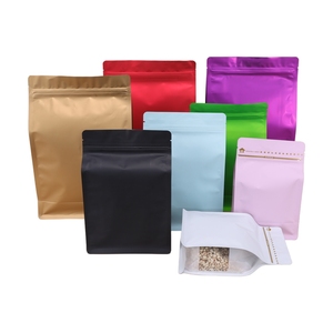 Plastic Ziplock Flat Bottom Bag <strong>Snack</strong> Food <strong>Packaging</strong> Stand up Nuts Pouch Zipper Coffee Bean Bags With Side Transparent Window - Product Image 1