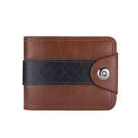 Dompet kulit PU pria, klip kartu kredit pria, mode baru warna-warni, dompet kulit PU lipat ganda, dompet pola disesuaikan