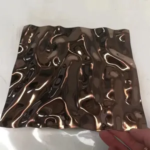 0,5 mm 0,8 mm Wandpaneele Wassereifall Farbe dekorativ 304 304L 316 geprägte gewelltes Kupfer beschichtete Edelstahlplatte