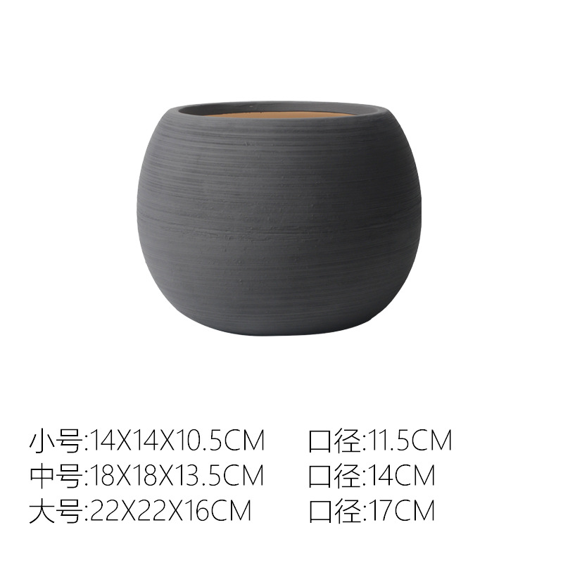 Pot de fleur terre brossé gris foncé Ak354-sans plateau
