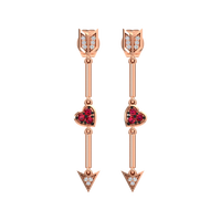 Boucles d'oreilles pendantes en alliage de zinc plaqué or rose avec zircon en forme de flèche et serti clos, style romantique pour mariage féminin