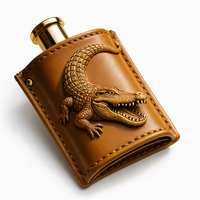 Bouteille de parfum de luxe pour hommes et femmes conteneur en cuir rechargeable en relief avec capuchon en or emballage cadeau de surface sérigraphiée