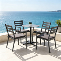 Ensemble de salle à manger de patio en aluminium 6 places, ensemble de dinette d'extérieur avec chaises, mobilier de jardin et de cour avec revêtement en poudre, OEM ODM