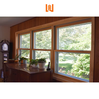 Ventana de Doble Hoja de Aluminio y Madera Combinada para Múltiples Unidades, Ventana de Doble Hoja para Sala de Estar, Ventana de Doble Hoja de Aluminio y Madera