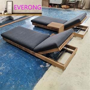 Chaise longue en teck, mobilier de patio, chaise longue de plage, lit de repos, mobilier d'extérieur, lit de soleil en bois, chaises longues d'extérieur, lit de jour de luxe - Product Image 2