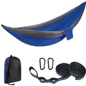 <span class=keywords><strong>Hamac</strong></span> de camping double en nylon avec sangles d'attache aux arbres, design suspendu pour l'extérieur, pour le confort et le style - Product Image 4