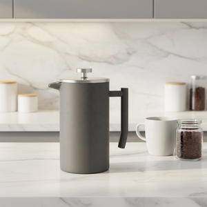 Cafetera Francesa de Acero Inoxidable 304 de Doble Pared, Diseño Clásico, Portátil, con Recubrimiento Gris, Cuerpo Metálico, Pintura Personalizada, Venta al Por Mayor - Product Image 4