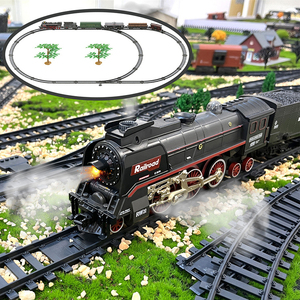 Ensemble <span class=keywords><strong>de</strong></span> <span class=keywords><strong>train</strong></span> à vapeur électrique classique <span class=keywords><strong>de</strong></span> 89 pièces avec lumières <span class=keywords><strong>de</strong></span> fumée réelles à 3 points, batterie rechargeable, jouet ferroviaire rétro pour cadeau <span class=keywords><strong>de</strong></span> vacances - Product Image 2
