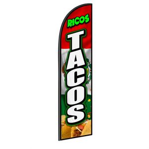 ธงขนนกคุณภาพสูงขนาด 2.5*11.5 ฟุต ยี่ห้อ TACOS RICOS ธงชายหาดสำหรับงานปาร์ตี้ริมชายหาดและการโฆษณาส่งเสริมการขาย - Product Image 1