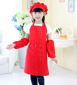 Delantal de seguridad con diseño de dibujos animados para niños, juego de cocina para hornear, delantal para niños con sombrero de chef, pañuelo para la cabeza y cubierta de manga - Product Image 4