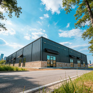 Entrepôt en structure métallique préfabriquée imperméable, bâtiment industriel en métal résistant aux intempéries, atelier, galvanisé, antirouille, peint - Product Image 1