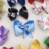Vente en gros pince à cheveux personnalisée pour cheveux pince à nœud gros-grain ornée de lettres brodées bord au point de lune accessoires pour cheveux