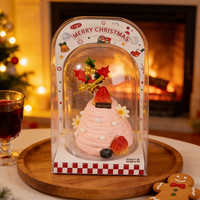 Boîte à dessert en PET de qualité alimentaire, forme unique, gaufrage, boîte à gâteau en forme d'arbre de Noël pour gâteau au fromage, anniversaire