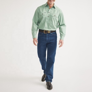 Workshirt <strong>Half</strong> <strong>Button</strong> Light Weight 100%Cotton Long Sleeve Cowboy <strong>Shirt</strong> Tops for Men Western Workshirt - Product Image 4