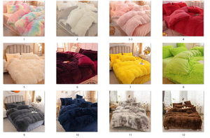 柔软羽绒被套套装 毛绒冬季羽绒被套 人造毛皮床上用品 豪华批发冬季毛绒蓬松床上用品套装 - Product Image 6