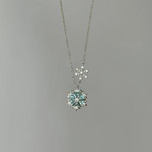 S925 Pure <b>Silver</b> Winter Crystal Necklace Snowflake Pearl Tassel Exquisite Light Luxury High-End <b>Long</b> Collarbone <b>Chain</b> High - Product Image 2