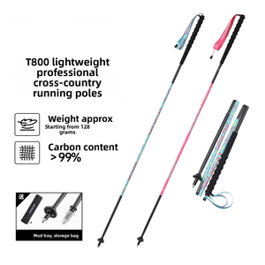 Bastón de Trekking de Fibra de Carbono T800 con Puntas de Acero de Tungsteno, Bastón Plegable Ultraligero para Senderismo y Trail Running - Product Image 1