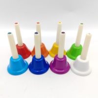 Colorful 8-Note Diatonic Musical Hand Bell Set Plastic Wood Educational Toy Percussion Instrument Toddler Unisex Model TM-39