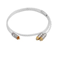 Argent RCA 1 2 câble Audio plaqué or prise pour voiture CD amplificateur de puissance mélangeur cordon de raccordement lecteur DVD haut-parleur 5mm extérieur stocké