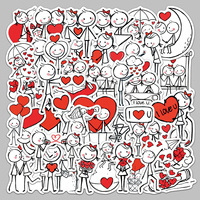 51 autocollants romantiques en forme de stickman, découpés sur mesure, imperméables, pour coque de téléphone, tasse, ordinateur portable, vente directe d'usine