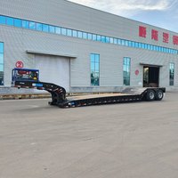 Remorque de transport d'excavatrices RGN à 2 essieux, remorque surbaissée avec col de cygne hydraulique pour le transport d'équipements lourds