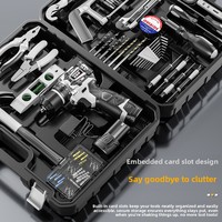 Boîte à outils domestique 101 pièces, perceuse électrique compacte à batterie, coffret de rangement, outils multifonctionnels pour le bricolage et l'électricité